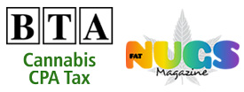 BTA Cannabis CPA Tax logonalongside Fat Mugs Magazine's logo