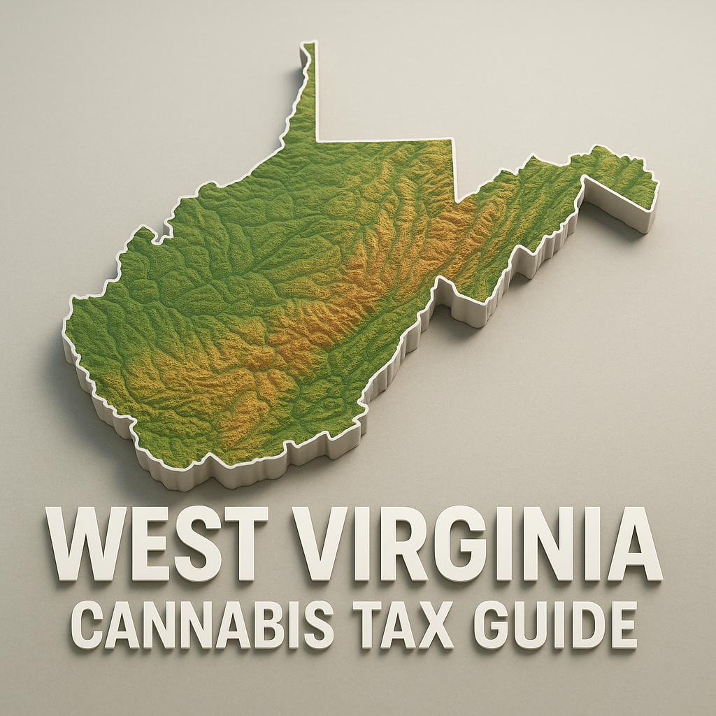 You said: please render a 800x600, 3d topo map of West Virginia - Only the state of West Virginia and no other states - with the words "West Virginia Cannabis Tax Guide" in the foreground. Thank you! ChatGPT said: Image created Share Here's the 800×600 3D topographic map of West Virginia with your title “West Virginia Cannabis Tax Guide” prominently displayed. Let me know if you’d like any tweaks! You said: alt text pls ChatGPT said: A 3D-rendered topographic outline of the state of West Virginia, shown in green-to-brown elevation shading, with detailed ridges and valleys. The state’s border is highlighted by a white beveled edge. Below the map, in large, bold white letters, is the title “WEST VIRGINIA” with “CANNABIS TAX GUIDE” in slightly smaller white text beneath it, all set against a light gray background.